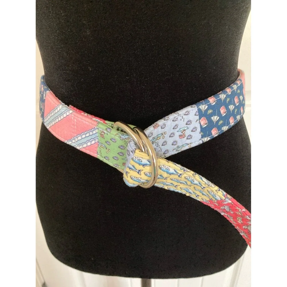 Vineyard Vines‎ Shep & Ian Multicolor Golf Patchwork Fabric Cloth Belt Size M
